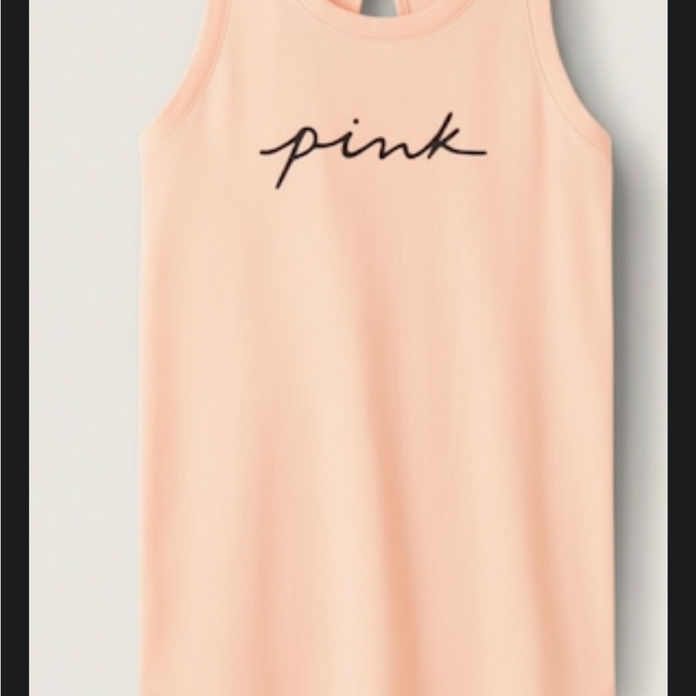 PINK Victoria's Secret Coral Tank with Black Lettering